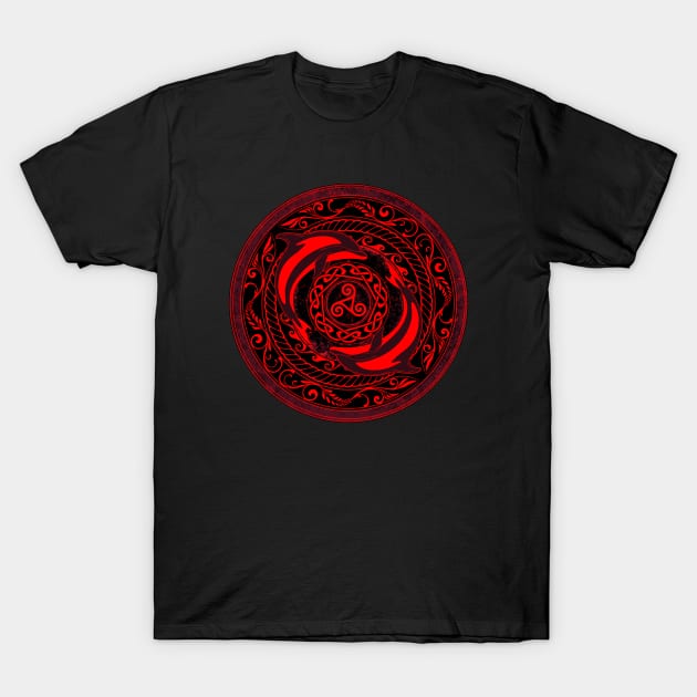 Celtic Dolphin and Celtic triskelion T-Shirt by NicGrayTees
